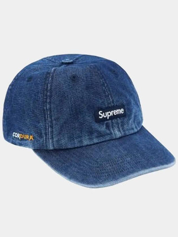 Men s Cordura Denim Small Box 6 Panel Hat Ball Cap Blue SS24H33 - SUPREME - BALAAN 1