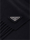 Triangle Logo Silk Cashmere Scarf Black - PRADA - BALAAN 5