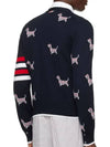 Hector 4 Bar V Neck Wool Cardigan Navy - THOM BROWNE - BALAAN 3