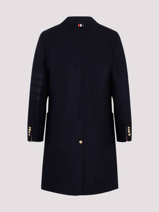 Flannel Sack 4 Bar Wool Cashmere Single Coat Navy - THOM BROWNE - BALAAN 4