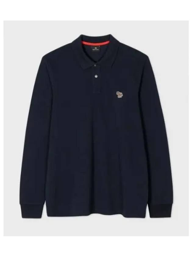 Zebra Patch Long Sleeve Polo Shirt Navy - PAUL SMITH - BALAAN 2