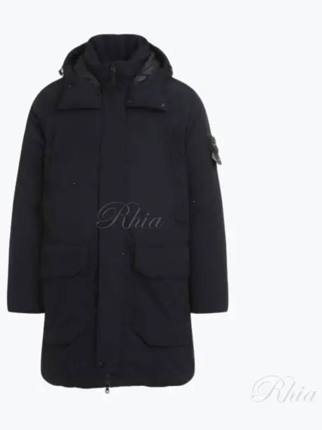 Polyester Micro Twill Long Down Parka Navy - STONE ISLAND - BALAAN 2