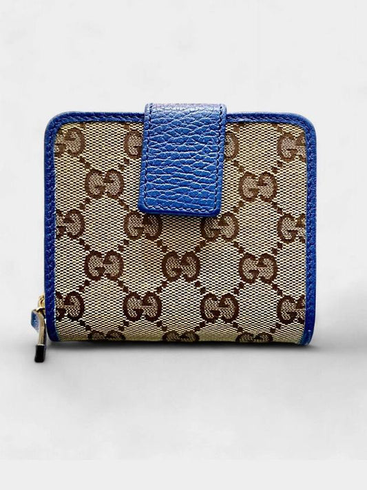 GG Canvas Women s Zipper Half Wallet Blue 346056 - GUCCI - BALAAN 1