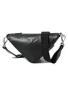 Triangle Logo Leather Cross Bag Black - PRADA - BALAAN 2