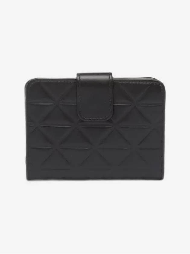 Triangle Logo Leather Half Wallet Black - PRADA - BALAAN 4