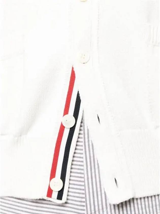 RWB Striped Intarsia Cotton Cardigan White - THOM BROWNE - BALAAN 6