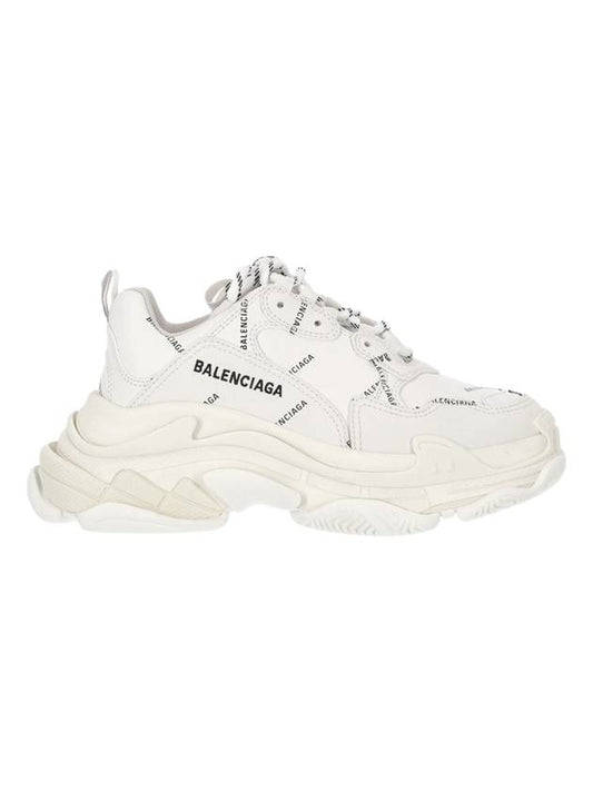 Women's Triple S Logo Low Top Sneakers White - BALENCIAGA - BALAAN.