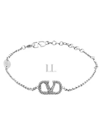 V Logo Signature Bracelet Silver - VALENTINO - BALAAN 2