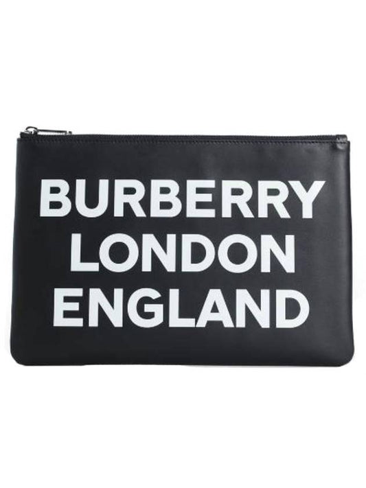 logo print clutch bag black - BURBERRY - BALAAN.