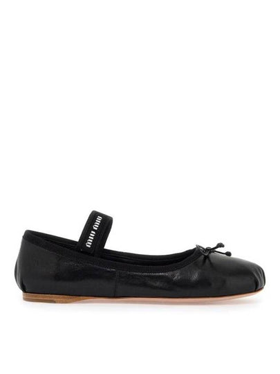 Women's Logo Leather Ballerinas Black - MIU MIU - BALAAN 2