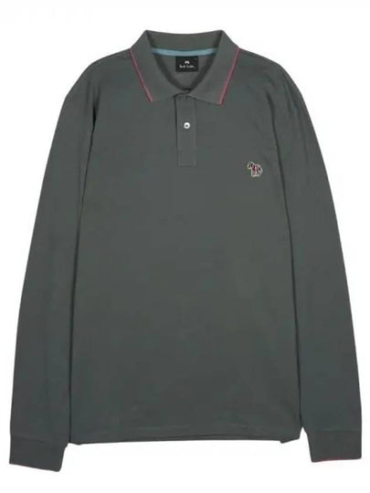 Zebra Logo Long Sleeve Polo Shirt Dark Grey - PAUL SMITH - BALAAN 2