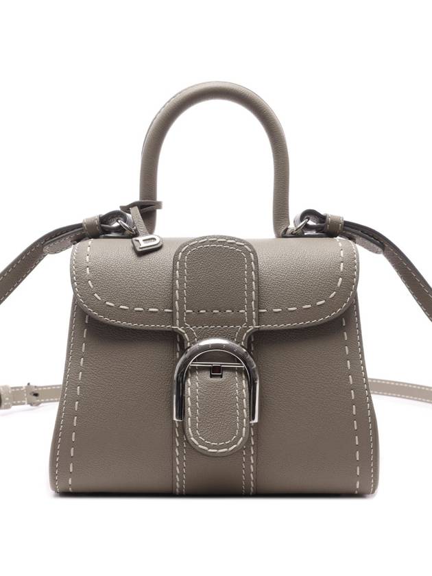 Brillant Surpiqué Mini Tote Bag Tourterelle - DELVAUX - BALAAN 3