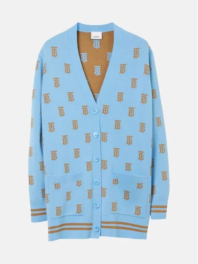 Monogram Oversized Cardigan Blue - BURBERRY - BALAAN 2