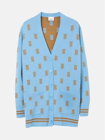 Monogram Oversized Cardigan Blue - BURBERRY - BALAAN 2