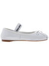 Women's Logo Strap Leather Ballerina White - MIU MIU - BALAAN.