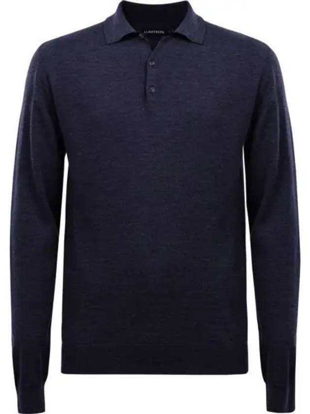 Noel Light Merino Long Sleeve Polo Shirt Navy - J.LINDEBERG - BALAAN 2