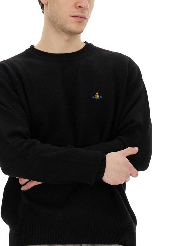 ORB Embroidered Crew Neck Knit Top Black - VIVIENNE WESTWOOD - BALAAN 5