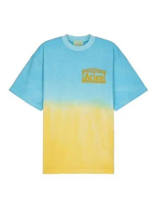 Aries Desert Trip Deep Dye Short Sleeve T Shirt Blue Tee - ARIES - BALAAN 1