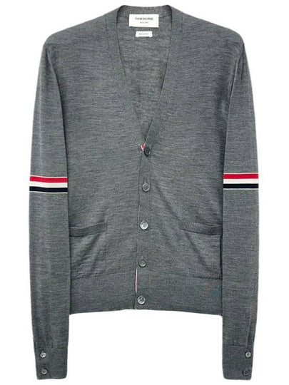 Stripe Armband Merino Wool Cardigan Grey - THOM BROWNE - BALAAN 2