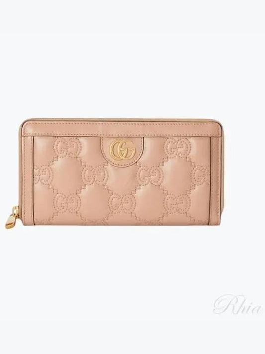 GG Matelassé Zip Around Leather Long Wallet Pink Sand - GUCCI - BALAAN 2