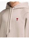 Embroidered Logo Organic Cotton Hoodie Beige - AMI - BALAAN 5