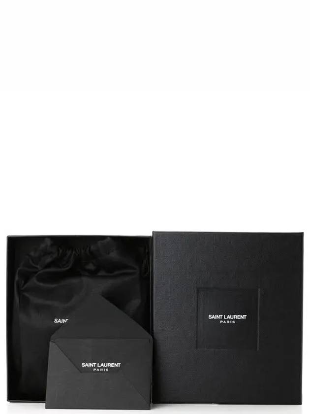 Classic Logo Textured Leather Half Wallet Black - SAINT LAURENT - BALAAN 7