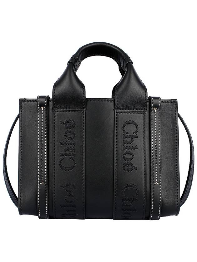 Woody Logo Calf Leather Mini Tote Bag Black - CHLOE - BALAAN 3