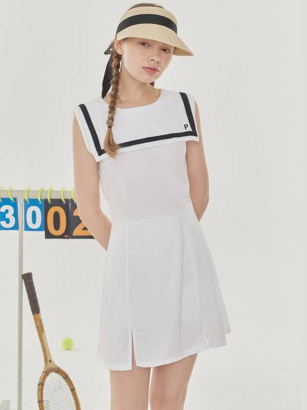 PIQUE SAILOR SLEEVELESS DRESS WINNER PANTSWhite - PLAYBOO - BALAAN 2