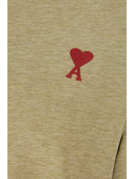 Chain Stitch Heart Logo Long Sleeve T-Shirt Sage Slash - AMI - BALAAN 1