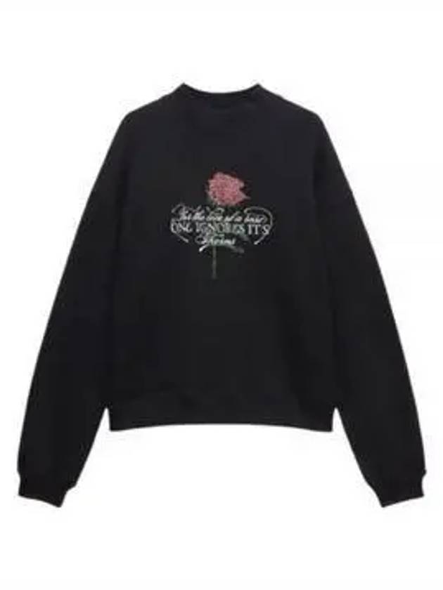 Quote Rhinestone Logo Jersey Sweatshirt Black - MSGM - BALAAN 2