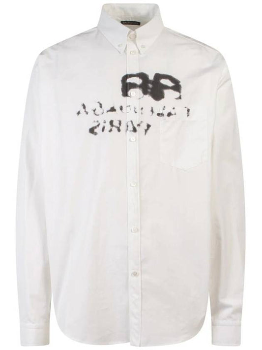 hand drawn BB overfit long sleeve shirt white - BALENCIAGA - BALAAN.