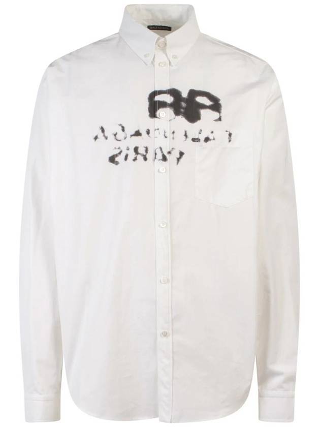 hand drawn BB overfit long sleeve shirt white - BALENCIAGA - BALAAN 1