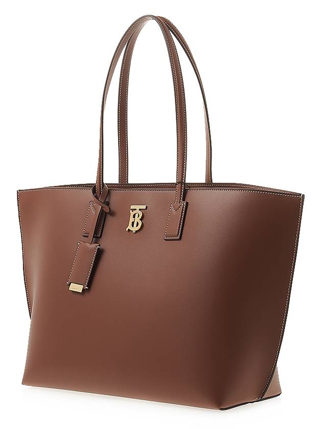 Monogram Motif Medium Leather Tote Bag Brown - BURBERRY - BALAAN 3