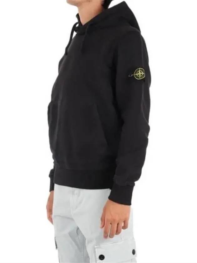 Wappen Patch Cotton Fleece Hoodie Black - STONE ISLAND - BALAAN 4