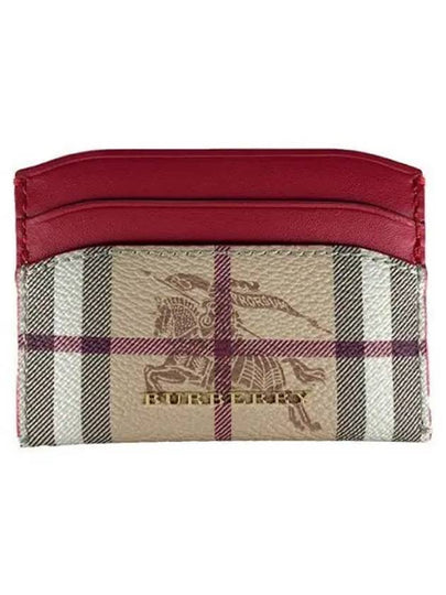 E Canvas Leather Card Wallet Red - BURBERRY - BALAAN 2