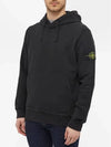 Wappen Patch Brushed Cotton Fleece Hoodie Black - STONE ISLAND - BALAAN 3