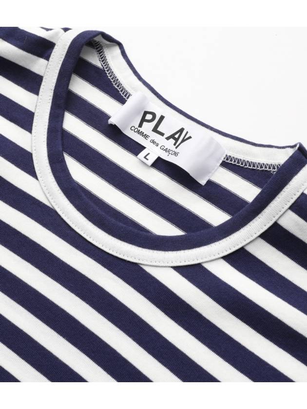 Play Small Heart Striped Long Sleeve T-Shirt Navy - COMME DES GARCONS - BALAAN 4