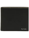 Logo Print Leather Half Wallet Black - PAUL SMITH - BALAAN 3