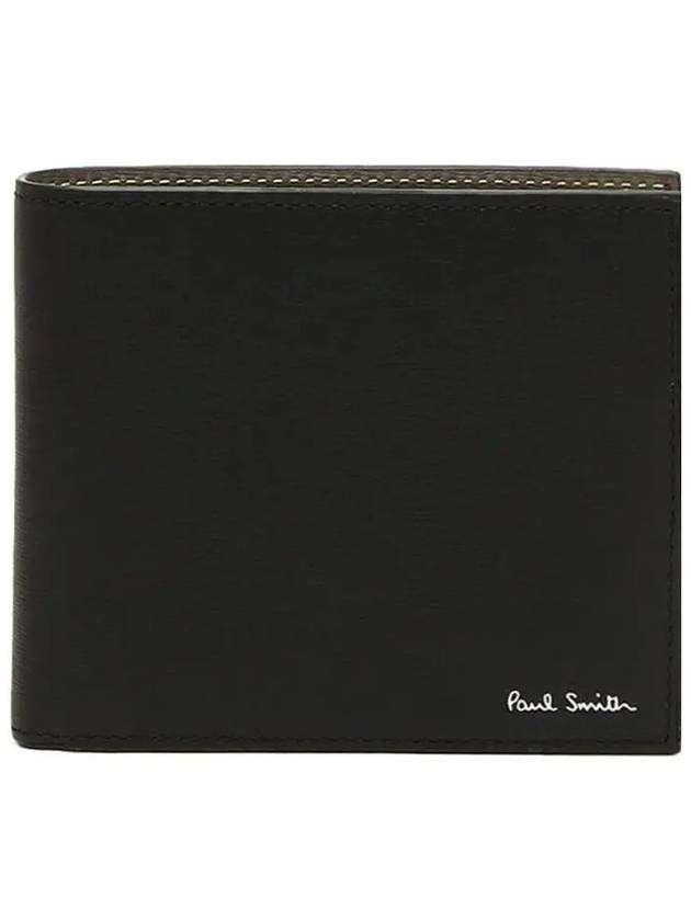 Logo Print Leather Half Wallet Black - PAUL SMITH - BALAAN 3