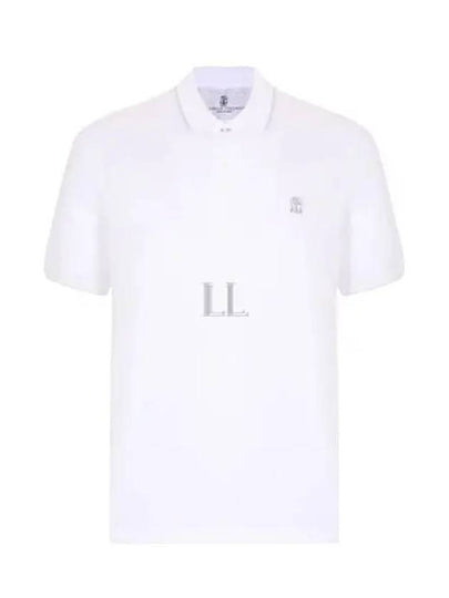 Embroidered Logo Cotton Short Sleeve Polo Shirt White - BRUNELLO CUCINELLI - BALAAN 2