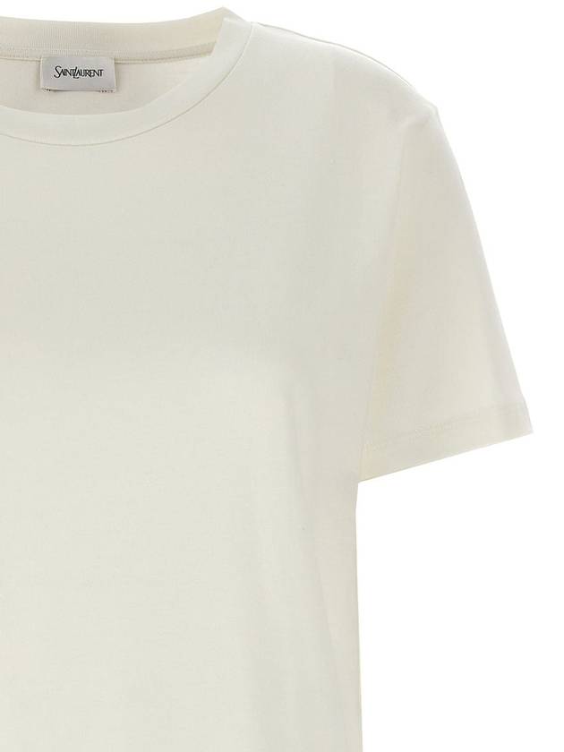 Logo Patch Crew Neck Short Sleeve T-Shirt White - SAINT LAURENT - BALAAN 5