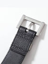 Grained Leather Silver Monogram Belt Black - SAINT LAURENT - BALAAN 5