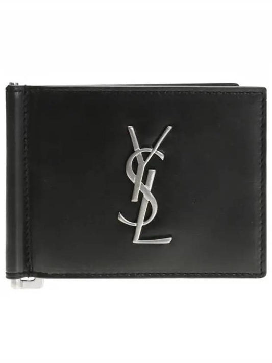 Monogram Money Clip Half Wallet Black - SAINT LAURENT - BALAAN