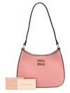 5BC105 Rosa Pink Madras Leather Gold Lettering Hobo Shoulder Bag - MIU MIU - BALAAN 2