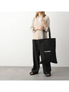 Logo Print Large Cotton Tote Bag Black - JIL SANDER - BALAAN 3