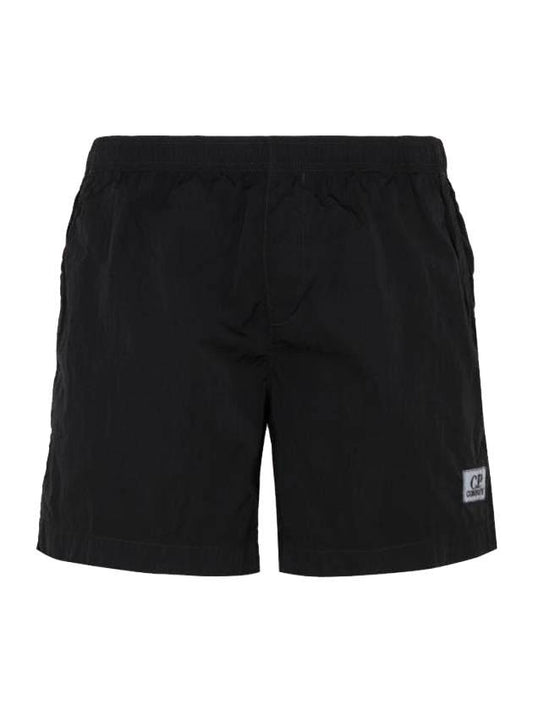 Men's Chrome Logo Patch Swim Shorts Black - CP COMPANY - BALAAN 1