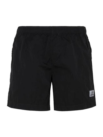 Men's Chrome Logo Patch Swim Shorts Black - CP COMPANY - BALAAN 1