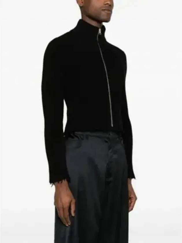 Ribbed Zipper Cotton Cardigan Black - MAISON MARGIELA - BALAAN 2