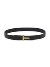 T Logo Reversible Leather Belt Black Brown - TOM FORD - BALAAN 2