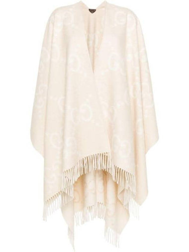 Reversible Jumbo GG Cashmere Cape Camel White - GUCCI - BALAAN 1